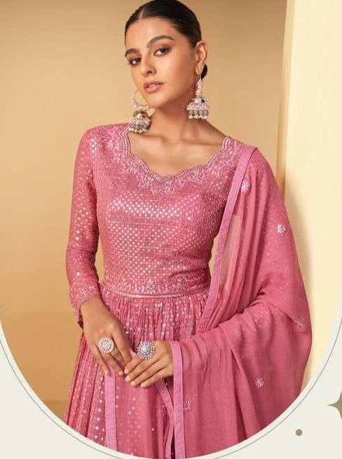 Elegant Light Pink Stitched Salwar Kameez with Embroidery