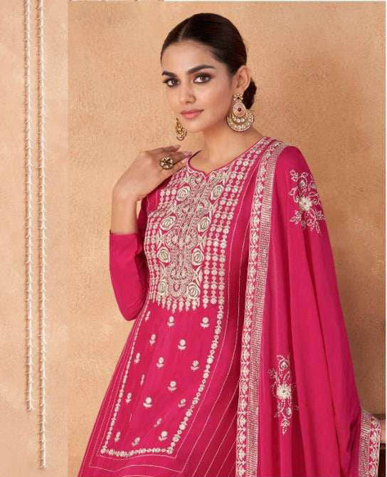 Stunning Pink Full Stitched Salwar Kameez in Real Georgette Chinon
