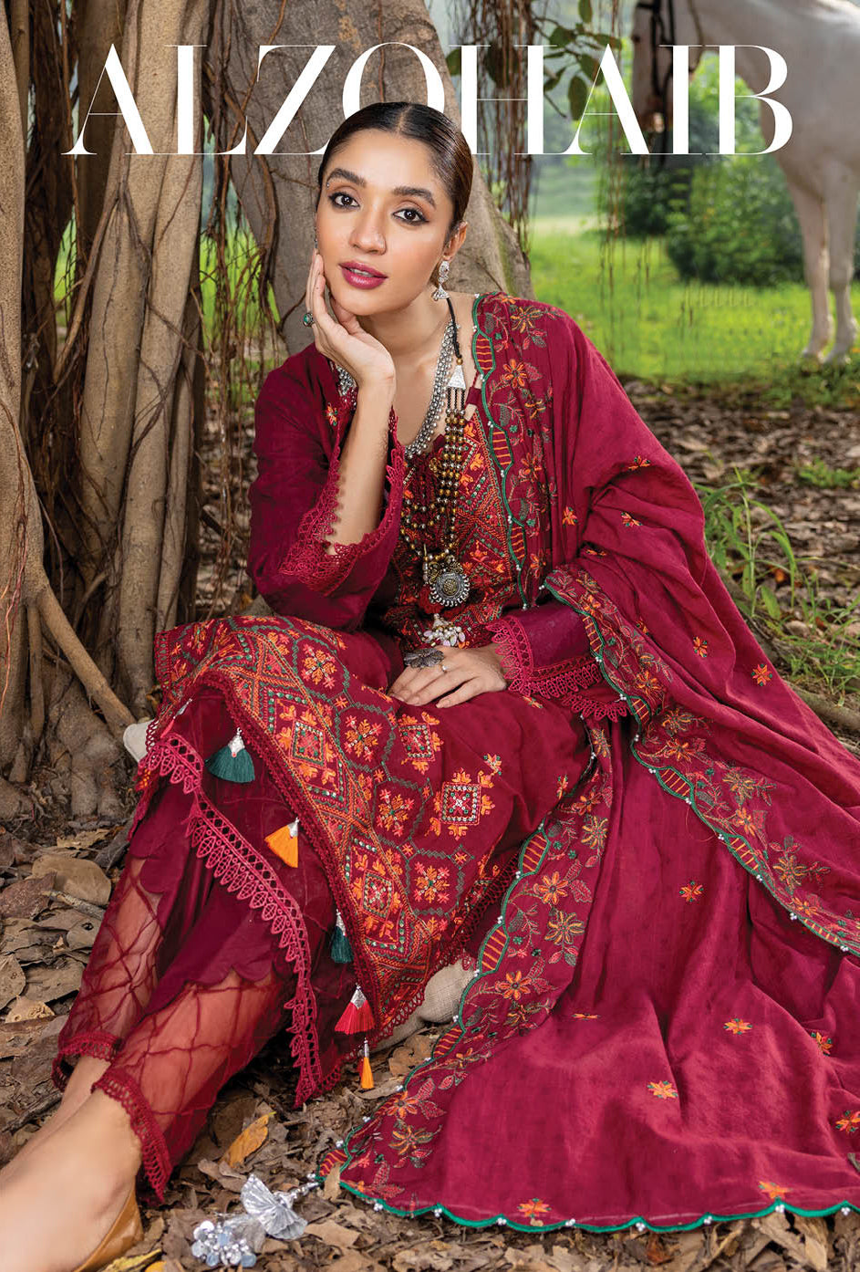 Red Embroidered Pakistani Salwar Suit
