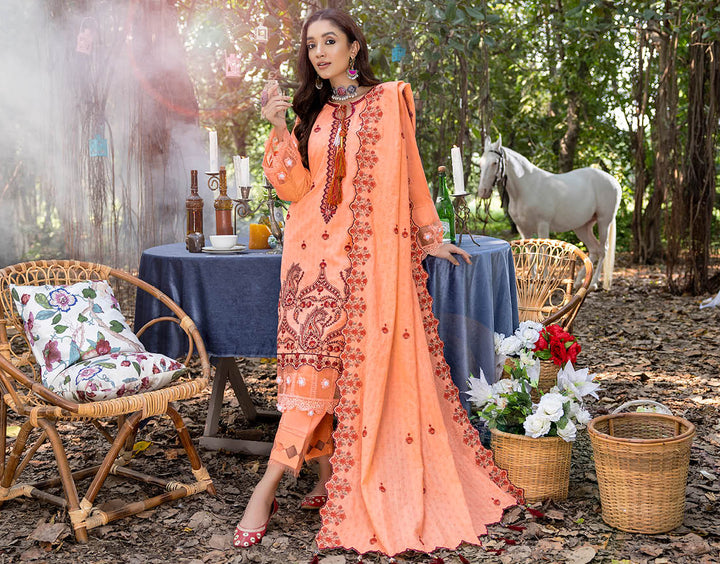 Orange Embroidered Pakistani Salwar Suit