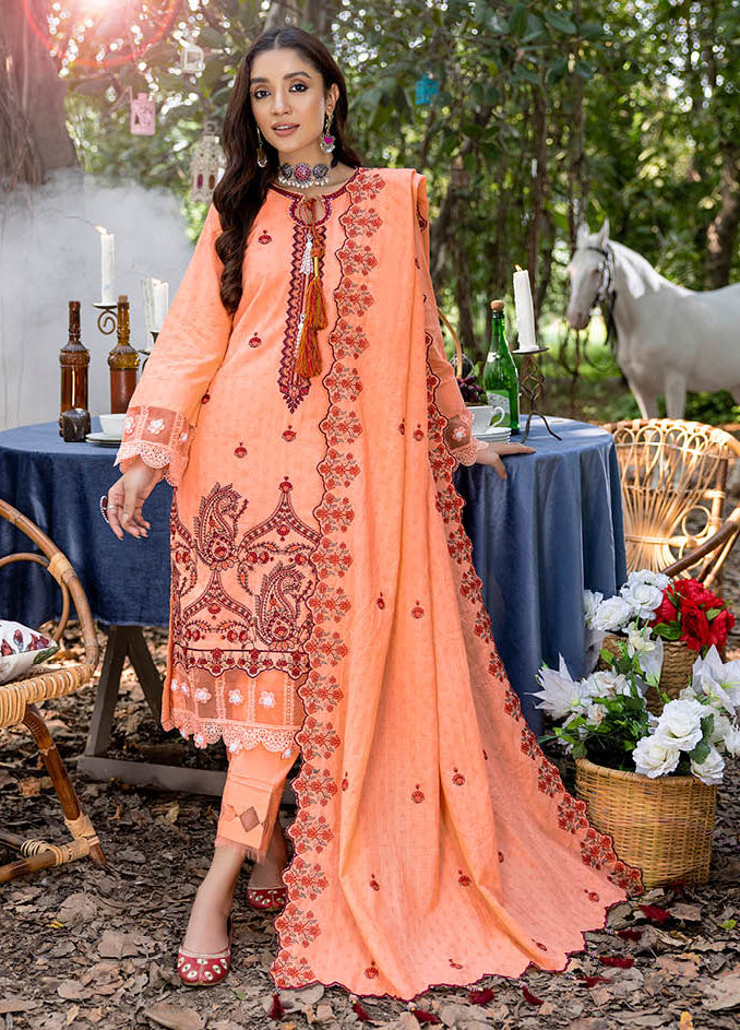 Orange Embroidered Pakistani Salwar Suit