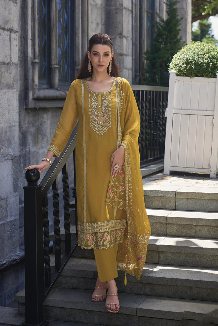 Readymade Designer Party Wear Salwar Kameez in Yellow