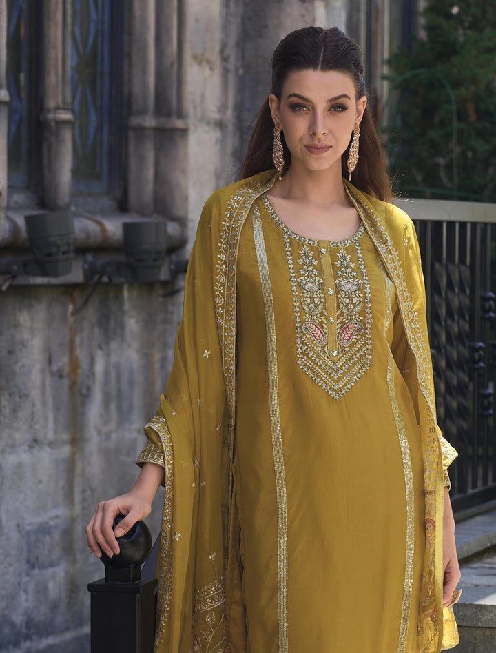 Readymade Designer Party Wear Salwar Kameez in Yellow
