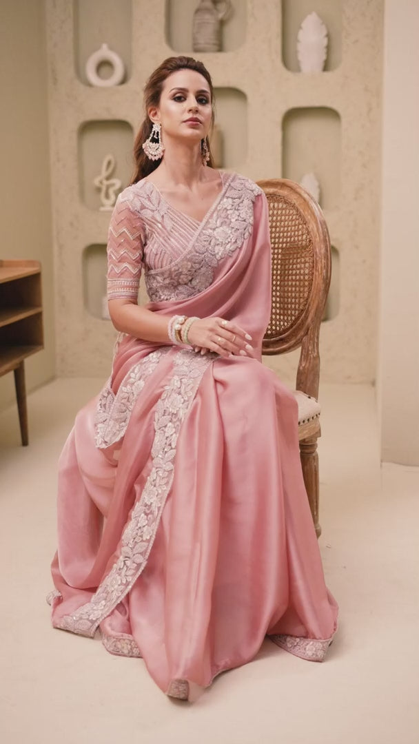 Elegant Pink Designer Saree