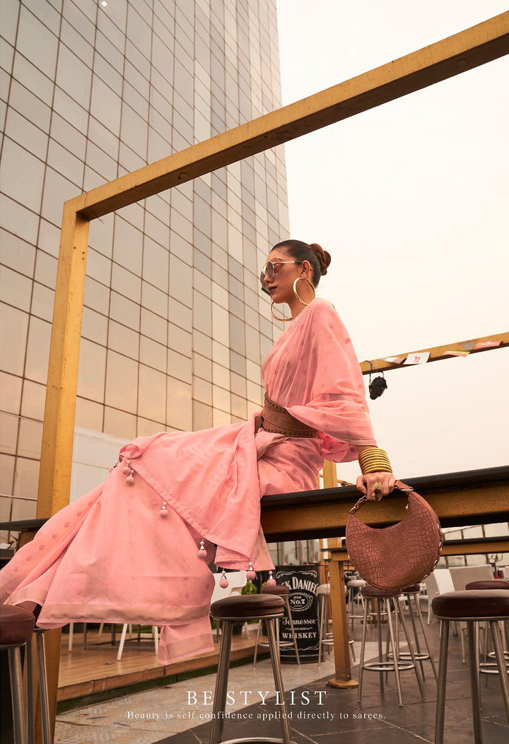 Exquisite Dark Pink Indian Viscose Designer Sarees