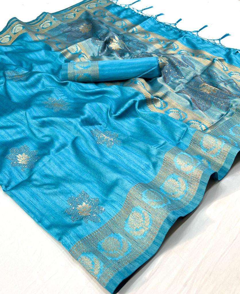 Exquisite Sky Blue Banarasi Silk Saree