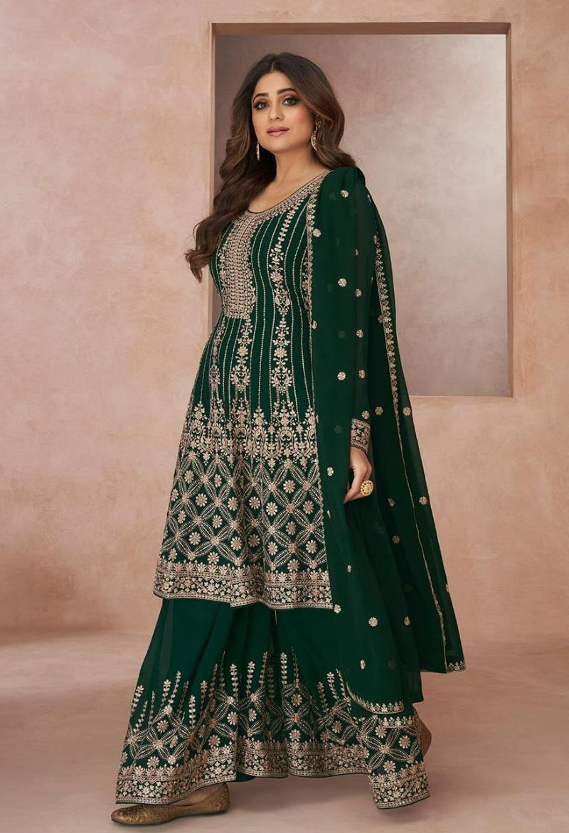 Readymade Graceful Green Palazzo Salwar Kameez