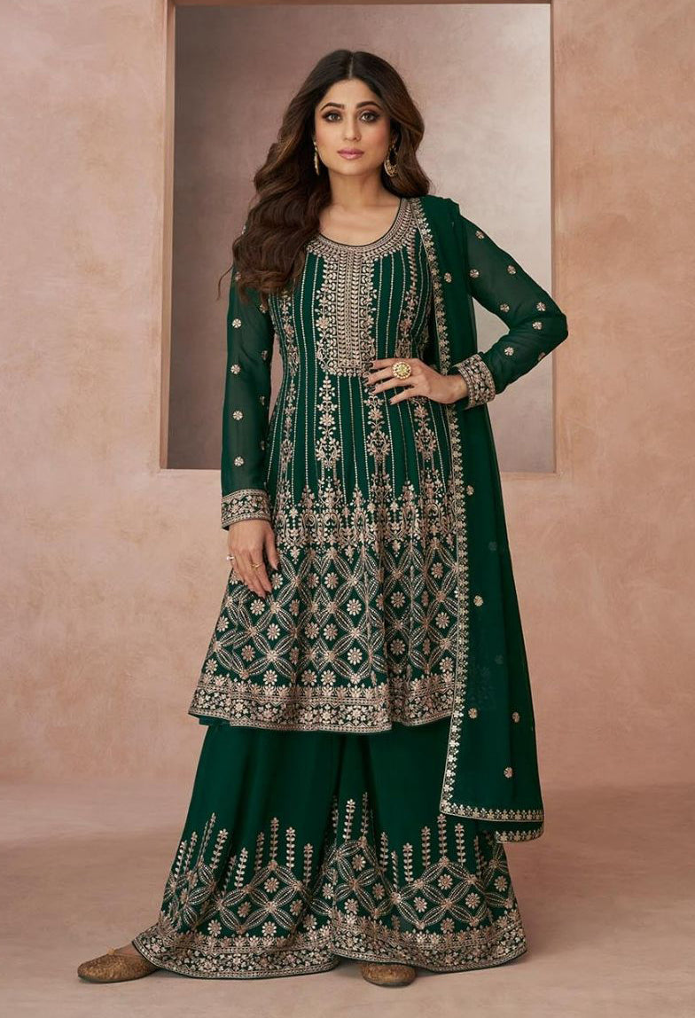 Enchanting Green Palazzo Salwar Kameez Enchanting Green Palazzo Salwar Kameez