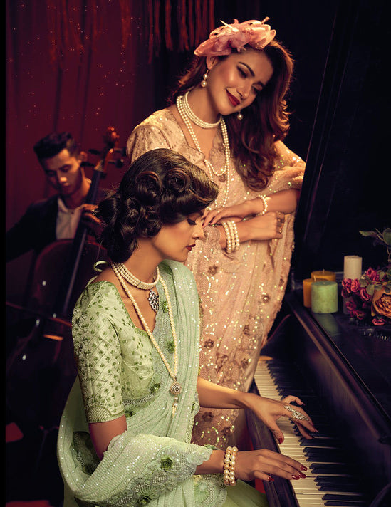 Embrace Serenity with Pista Green Designer Sarees