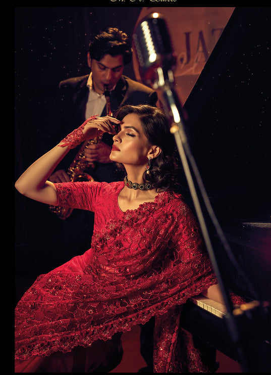 Latest Exquisite Red Maroon Designer Sarees