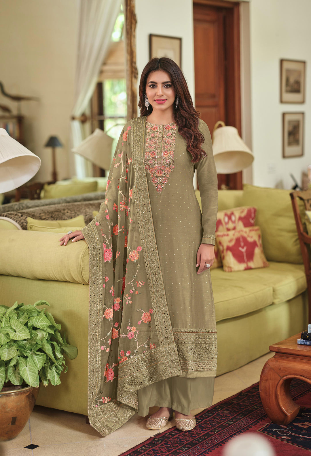 Readymade  Light Green Designer Salwar Kameez