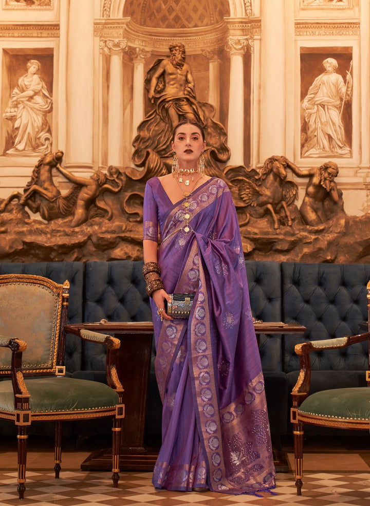 Exquisite Purple Banarasi Silk Saree