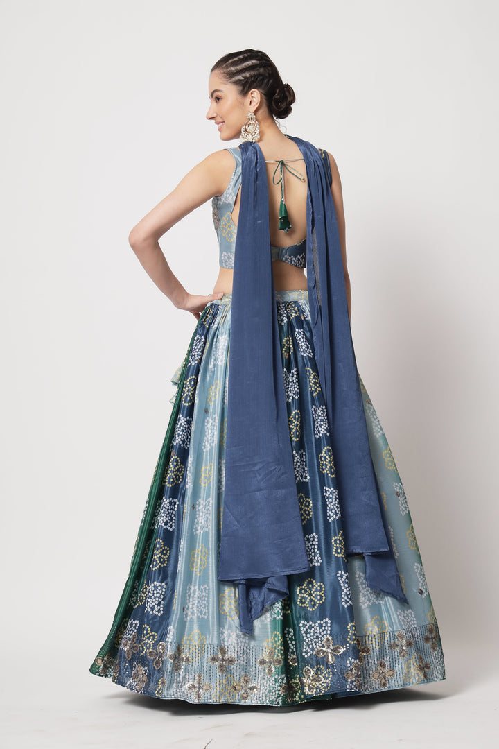 Captivating Blue Partywear Lehenga Choli