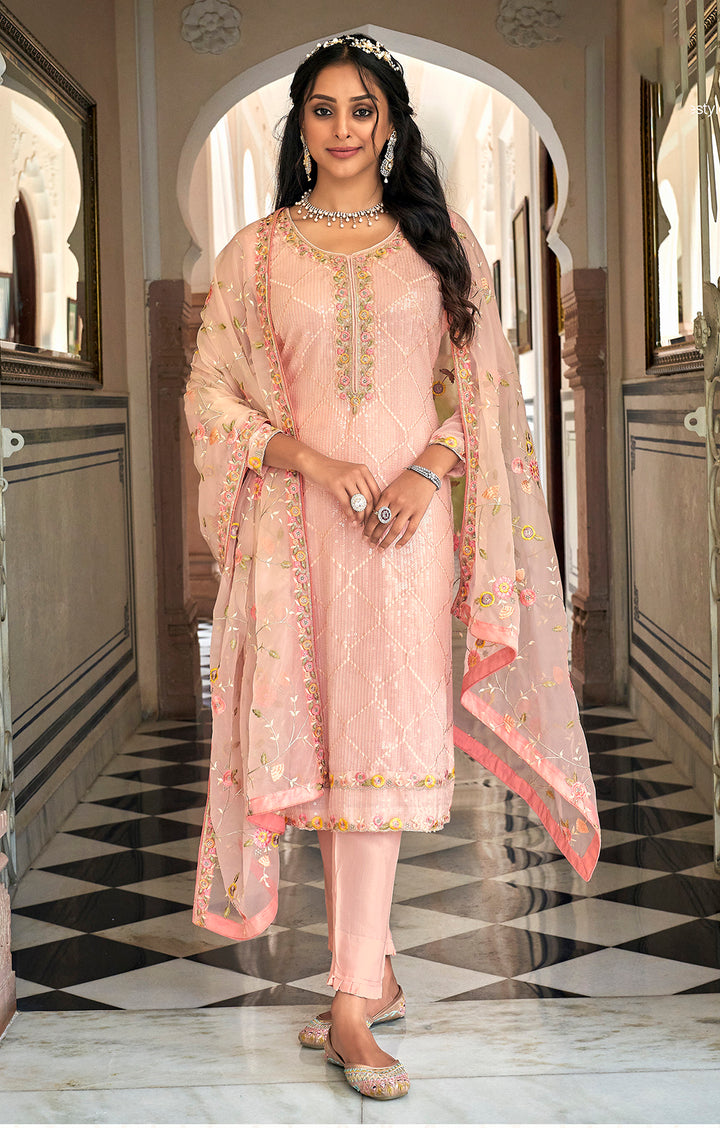 Readymade Radiant in Light Peach Designer Salwar Kameez