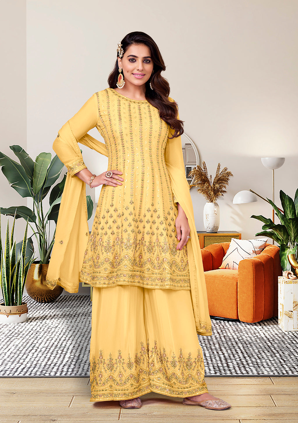 Readymade Sunny Yellow Designer Salwar Kameez