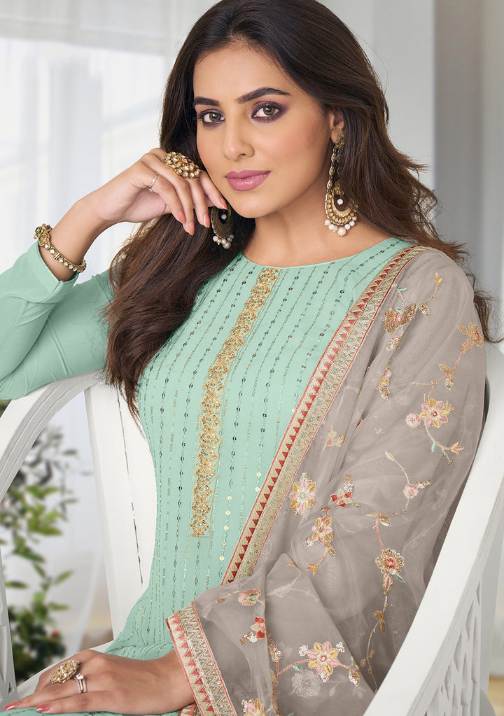 Readymade Chic Mint Green Designer Salwar Kameez