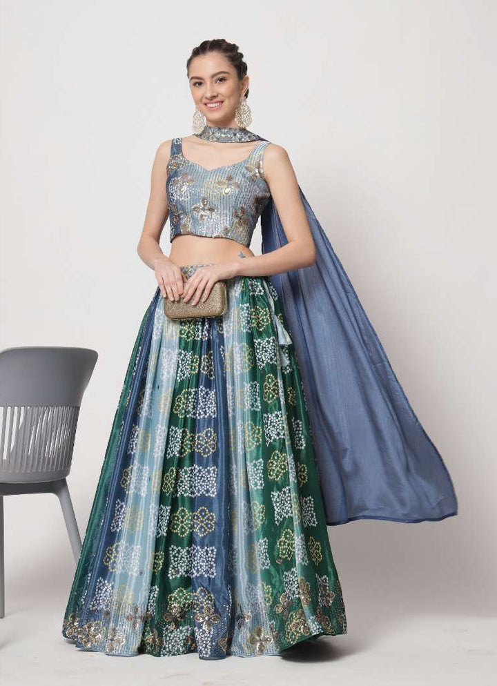 Captivating Blue Partywear Lehenga Choli