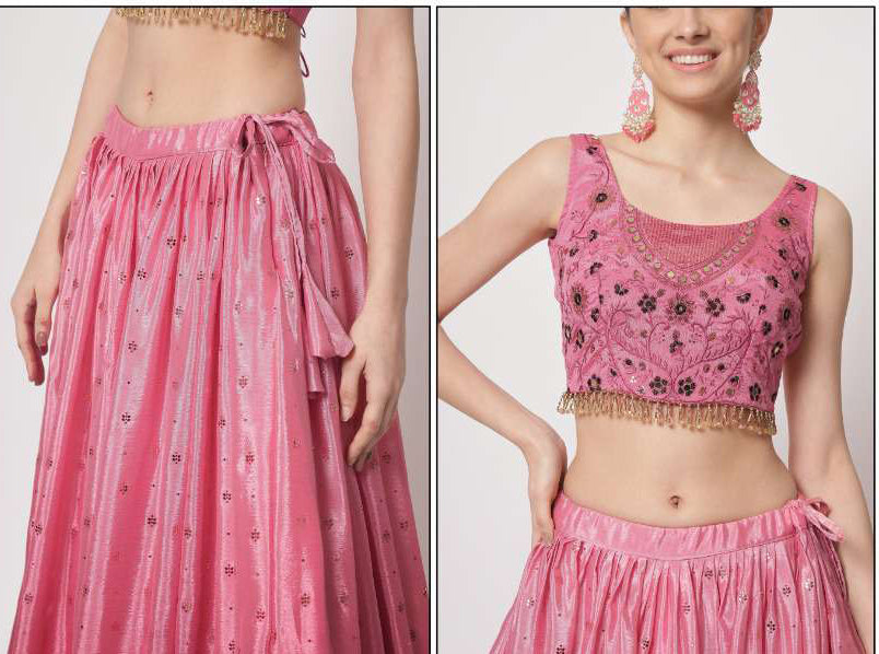 Stunning Pink Partywear Lehenga Choli