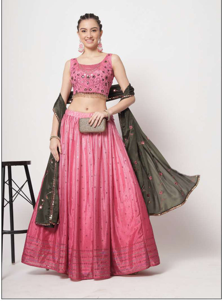 Stunning Pink Partywear Lehenga Choli