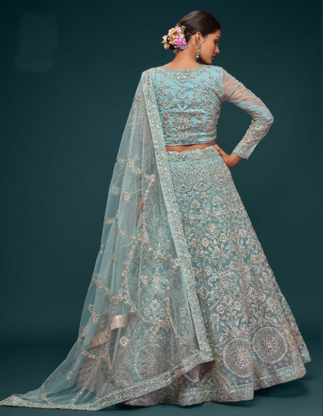 New Elegant Blue Bridal Lehenga Choli