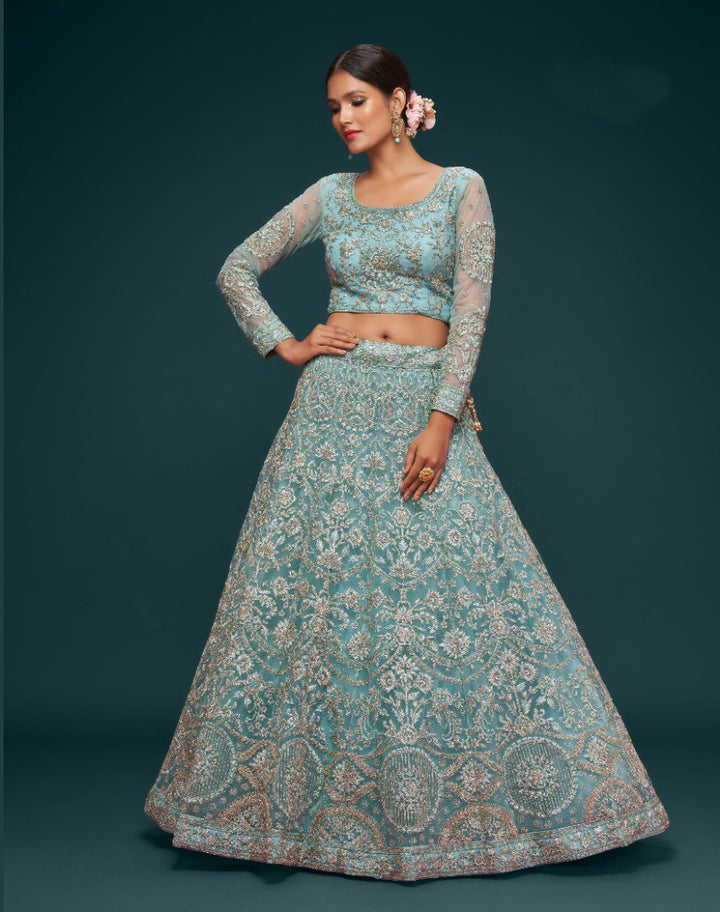 New Elegant Blue Bridal Lehenga Choli