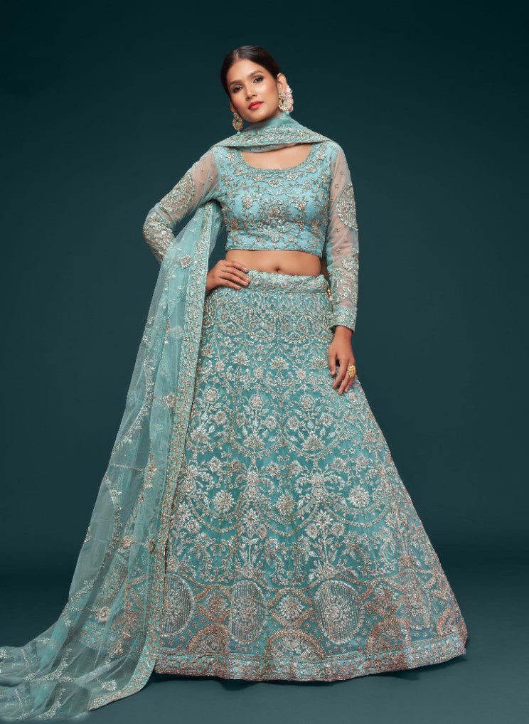 New Elegant Blue Bridal Lehenga Choli