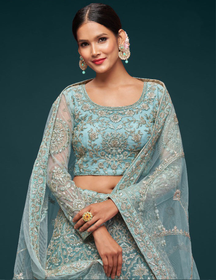 New Elegant Blue Bridal Lehenga Choli