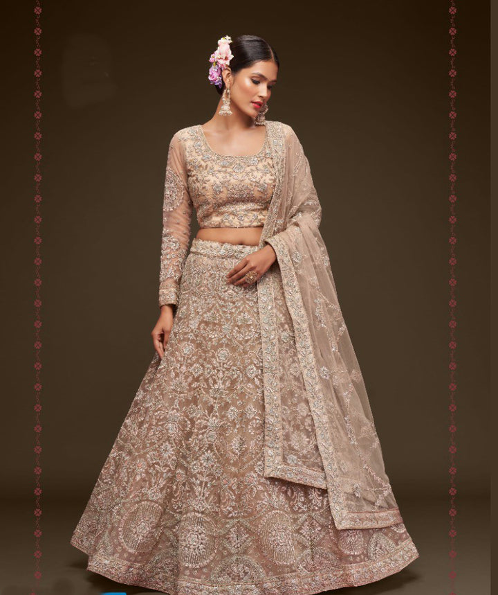 Sophisticated Beige Bridal Lehenga Choli