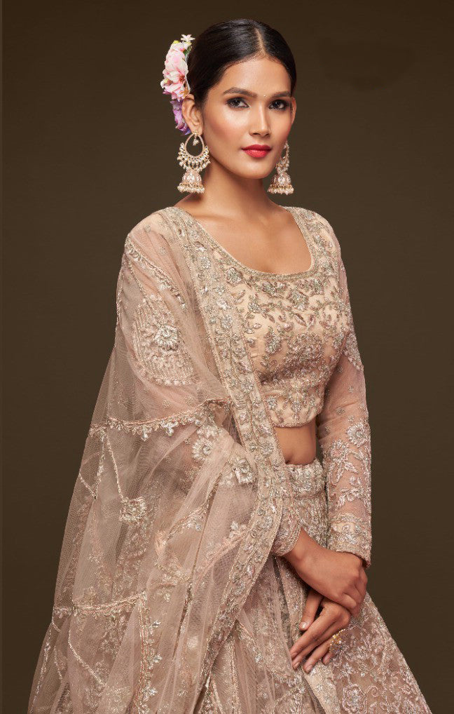 Sophisticated Beige Bridal Lehenga Choli