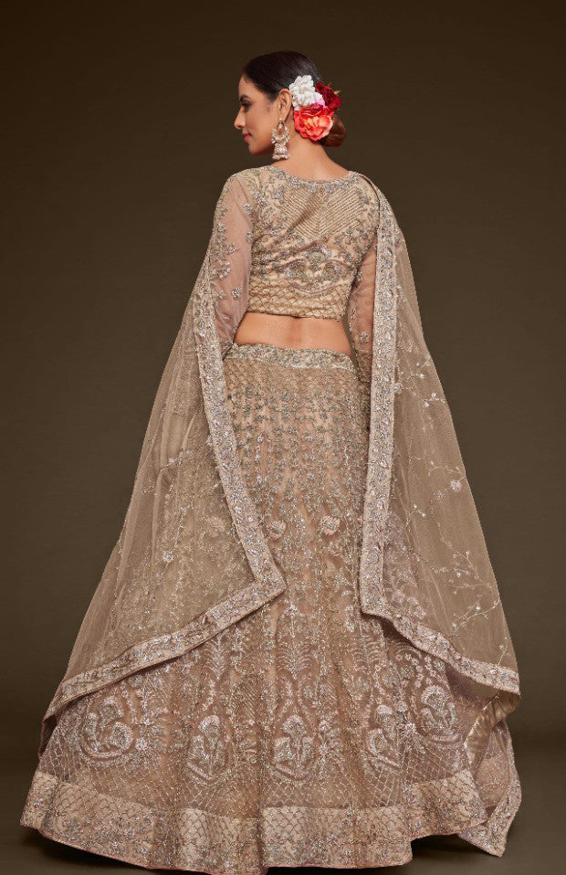 Stunning Elegant Beige Bridal Lehenga Choli