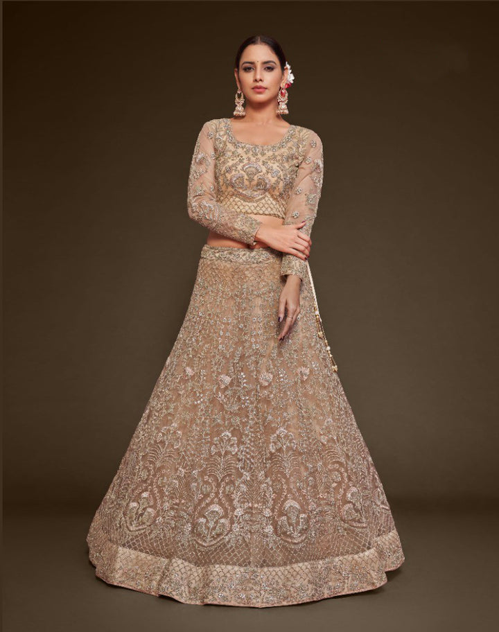 Stunning Elegant Beige Bridal Lehenga Choli