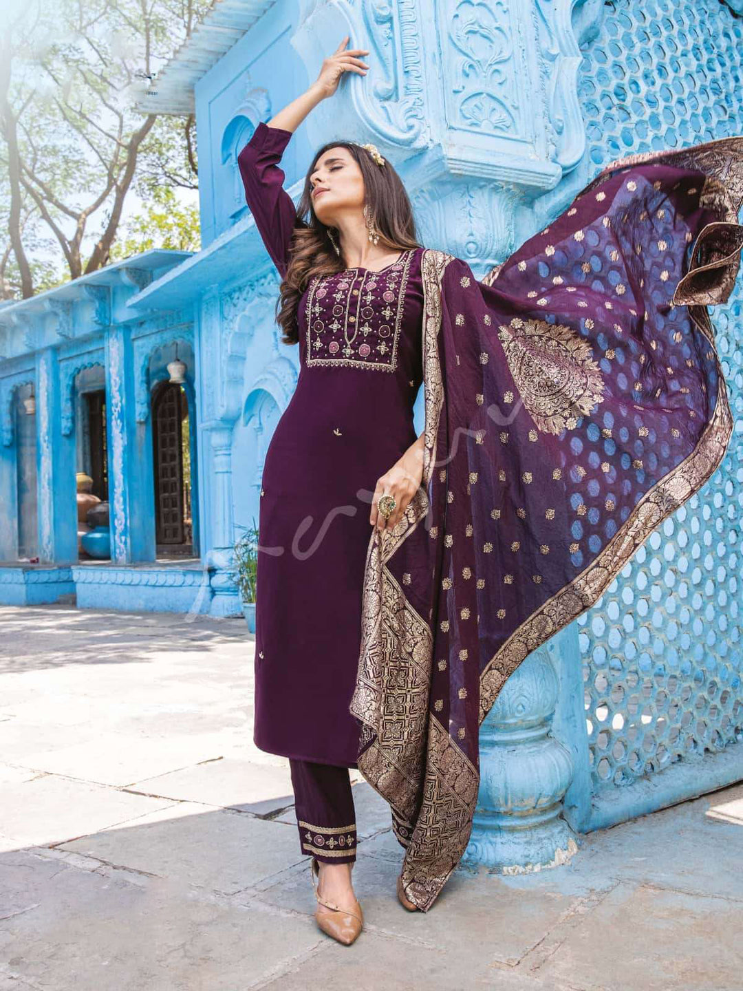 Designer Readymade Salwar Kameez in Wine