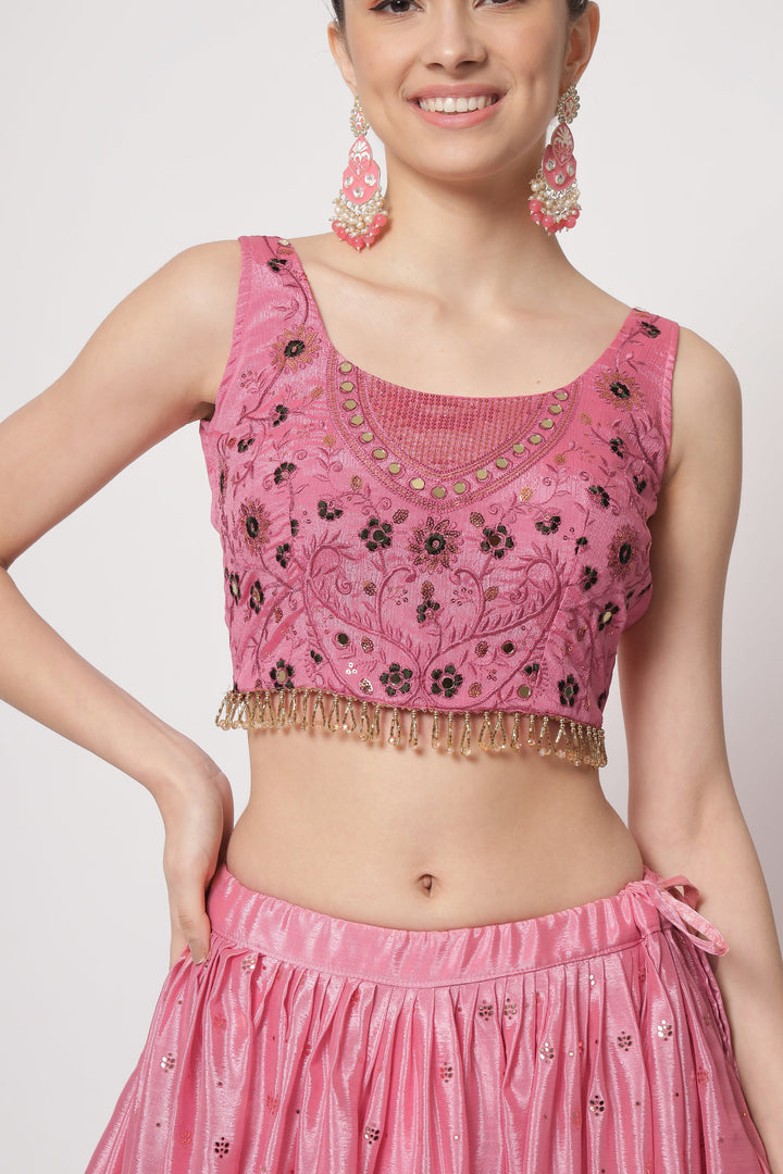 Stunning Pink Partywear Lehenga Choli