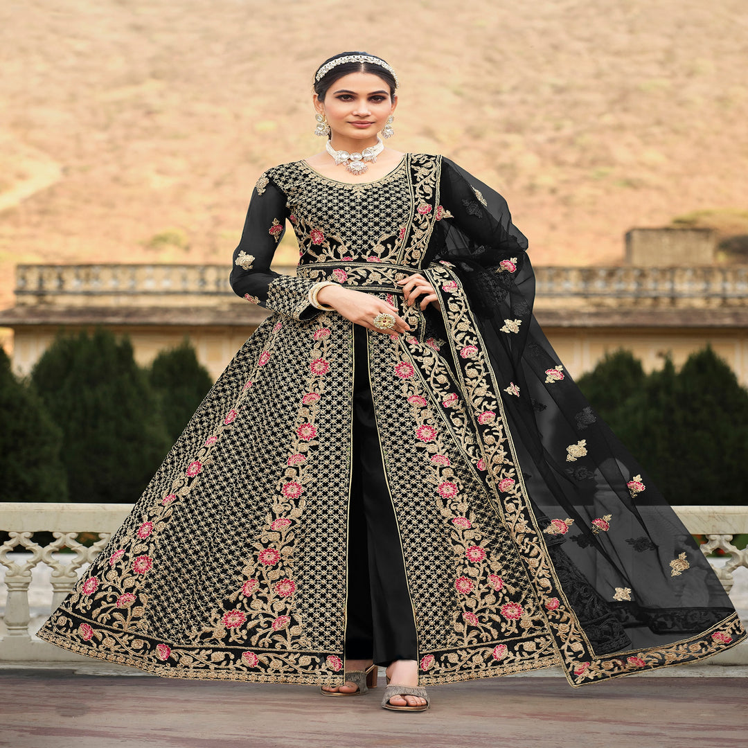 Designer Gown Anarkali Suit Black - Ethnic Gallery