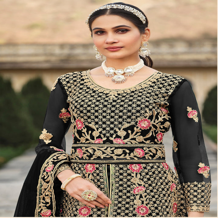 Designer Gown Anarkali Suit Black - Ethnic Gallery