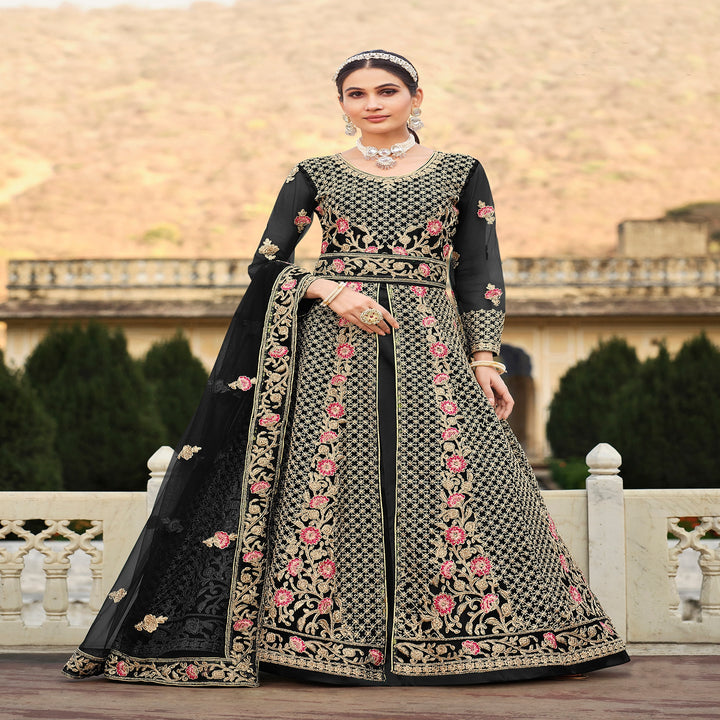 Designer Gown Anarkali Suit Black - Ethnic Gallery