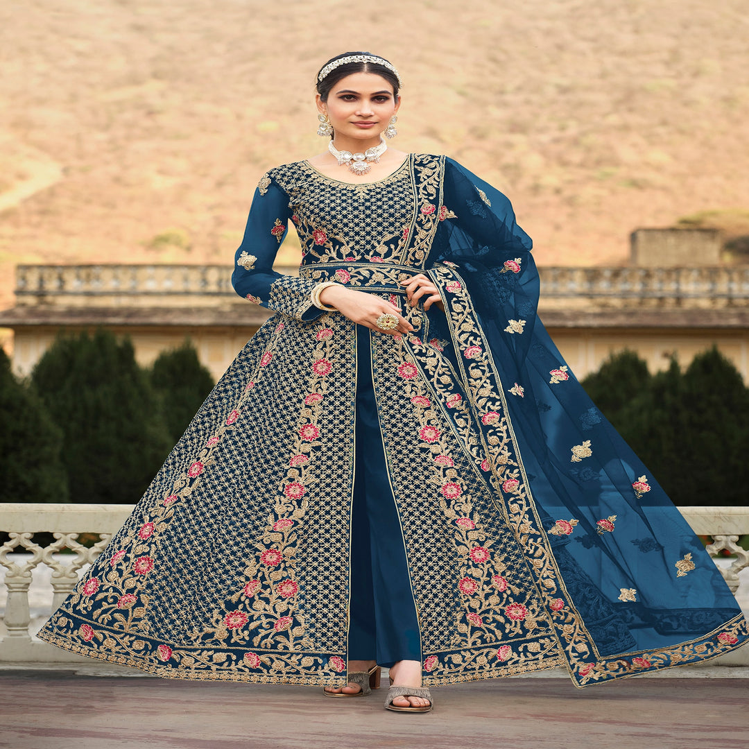 Elegant Blue Designer Gown Anarkali Suit | Ethnic Gallery