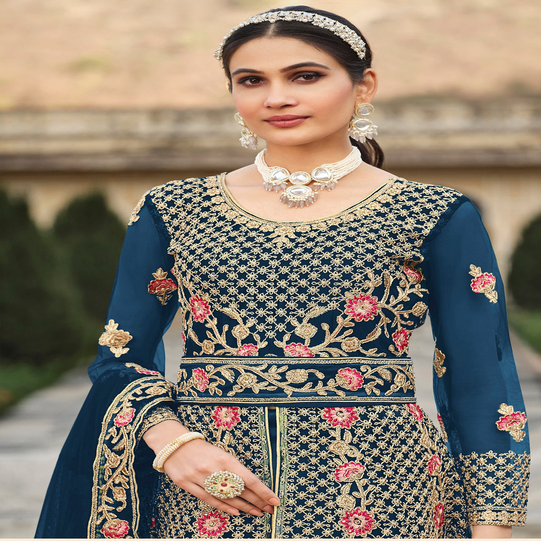 Elegant Blue Designer Gown Anarkali Suit | Ethnic Gallery