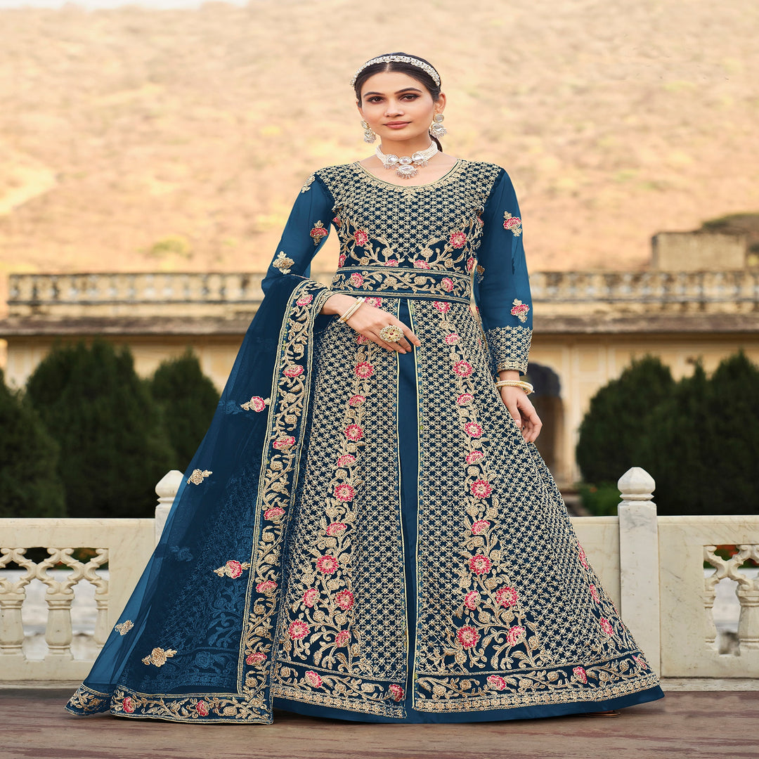 Elegant Blue Designer Gown Anarkali Suit | Ethnic Gallery