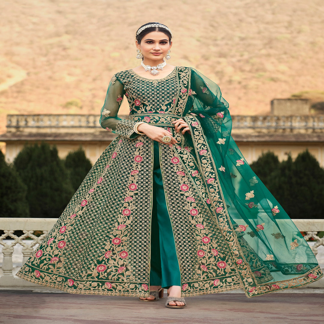 Exquisite Green Designer Gown Anarkali Suit | Ethnic Gallery