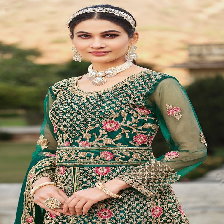 Exquisite Green Designer Gown Anarkali Suit | Ethnic Gallery