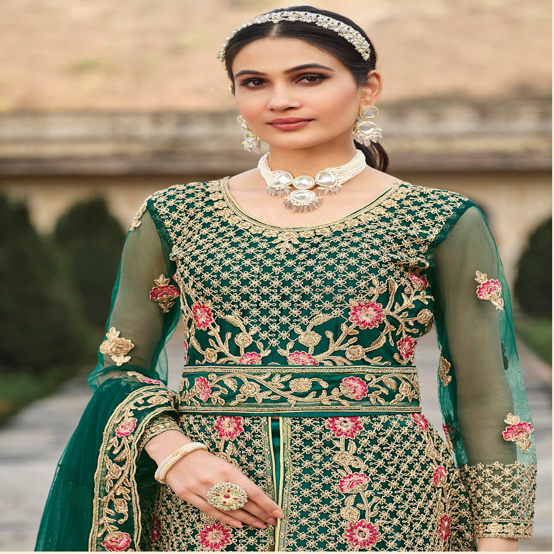 Exquisite Green Designer Gown Anarkali Suit | Ethnic Gallery