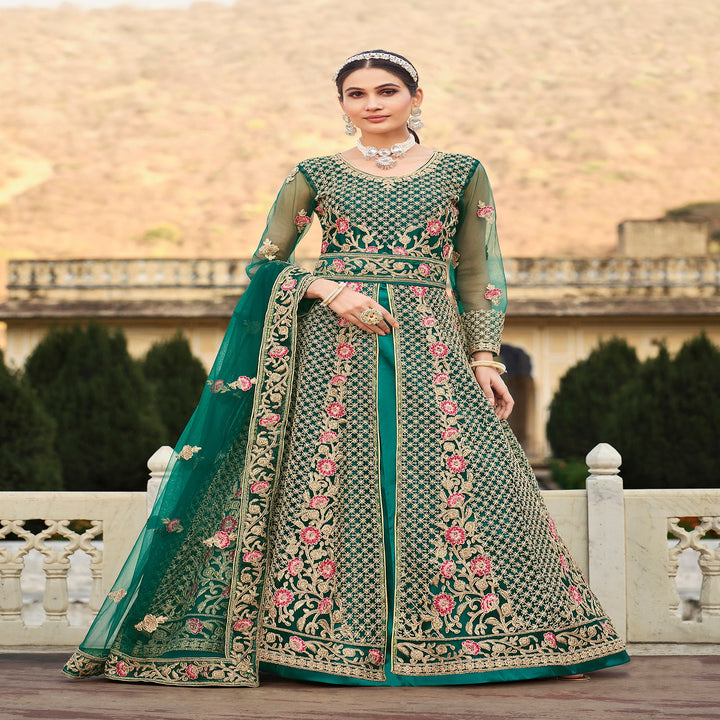 Exquisite Green Designer Gown Anarkali Suit | Ethnic Gallery