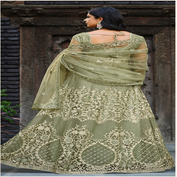 Exquisite Green Designer Gown Anarkali Suit