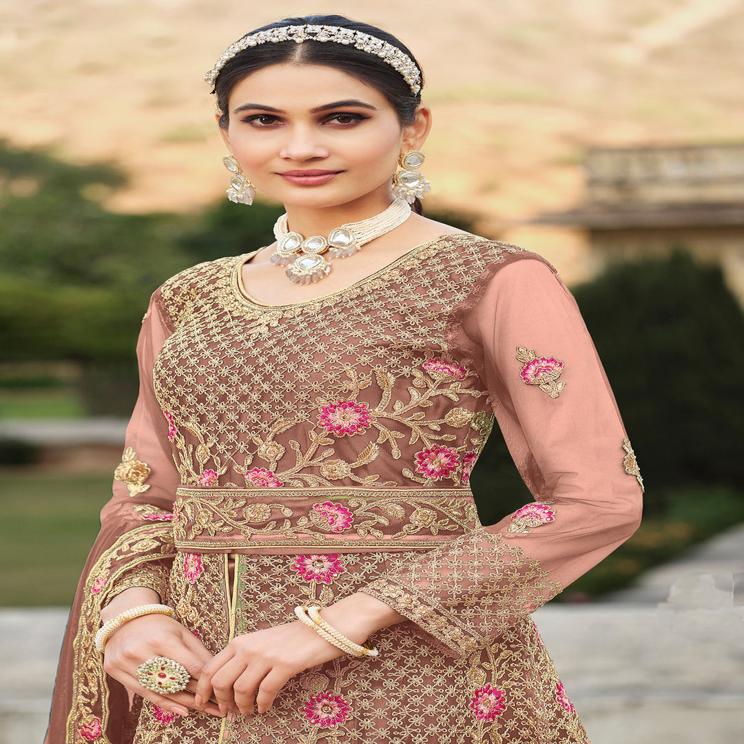 Designer Gown Ivory Pink  Anarkali Suit