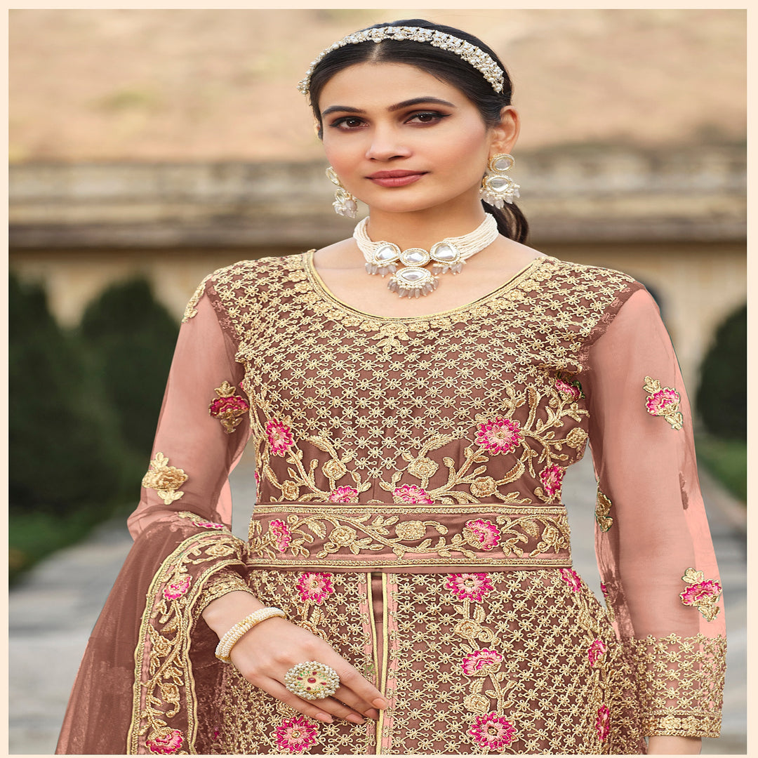 Designer Gown Ivory Pink  Anarkali Suit