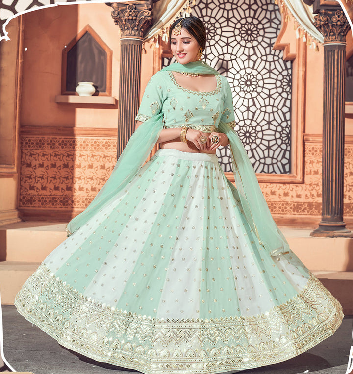 Light Green Georgette Indian Partywear Lehenga Choli