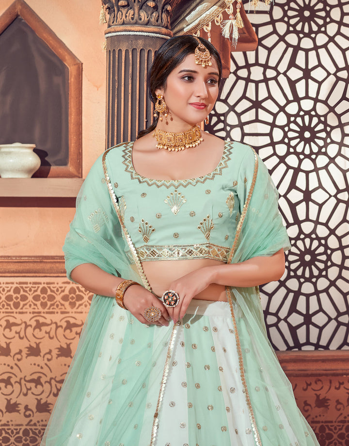 Light Green Georgette Indian Partywear Lehenga Choli