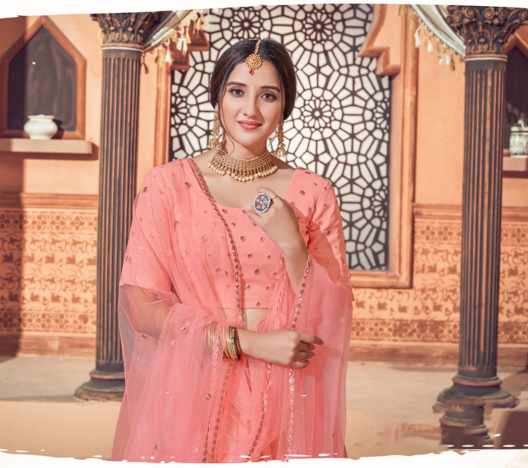 Indian Partywear Lehnga Choli in Dark Peach