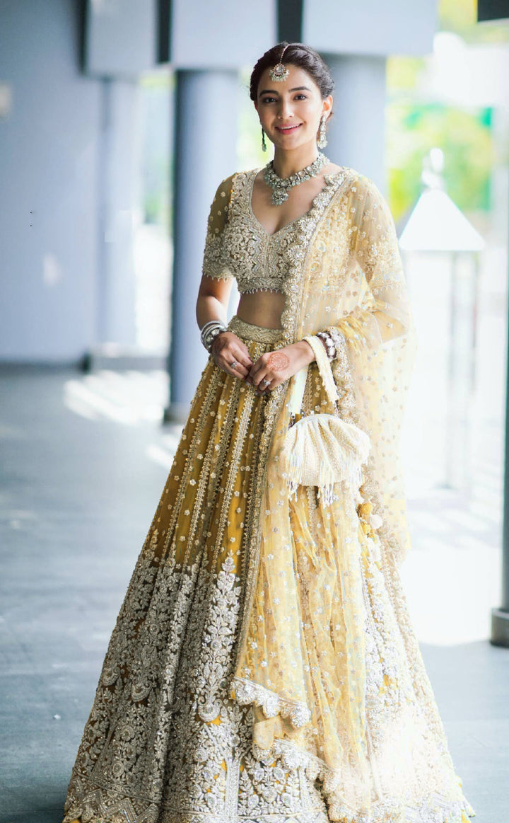 Yellow Bridalwear Party Lehenga Choli